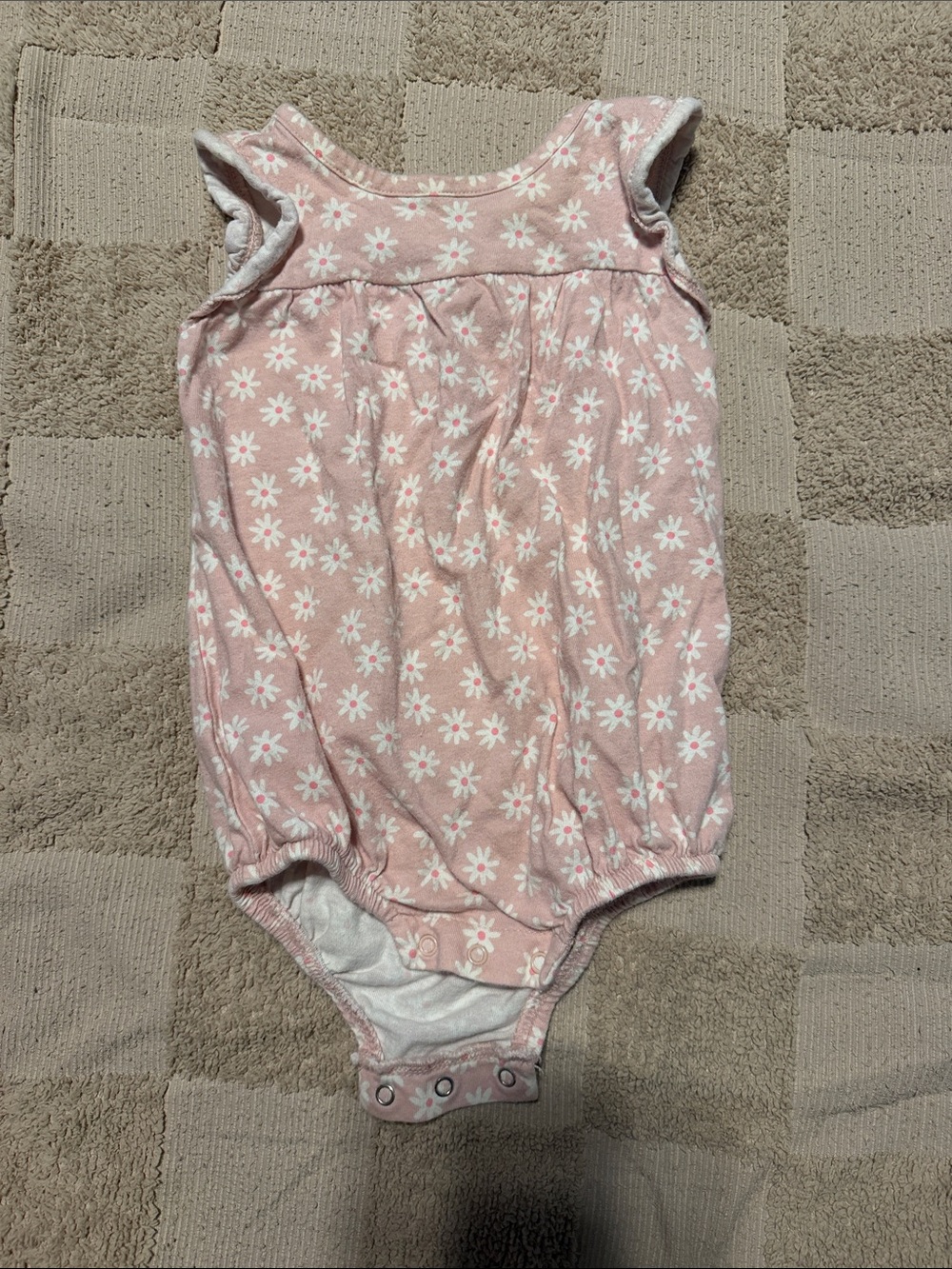 Old Navy Pink and White Daisy Print Baby Onesie